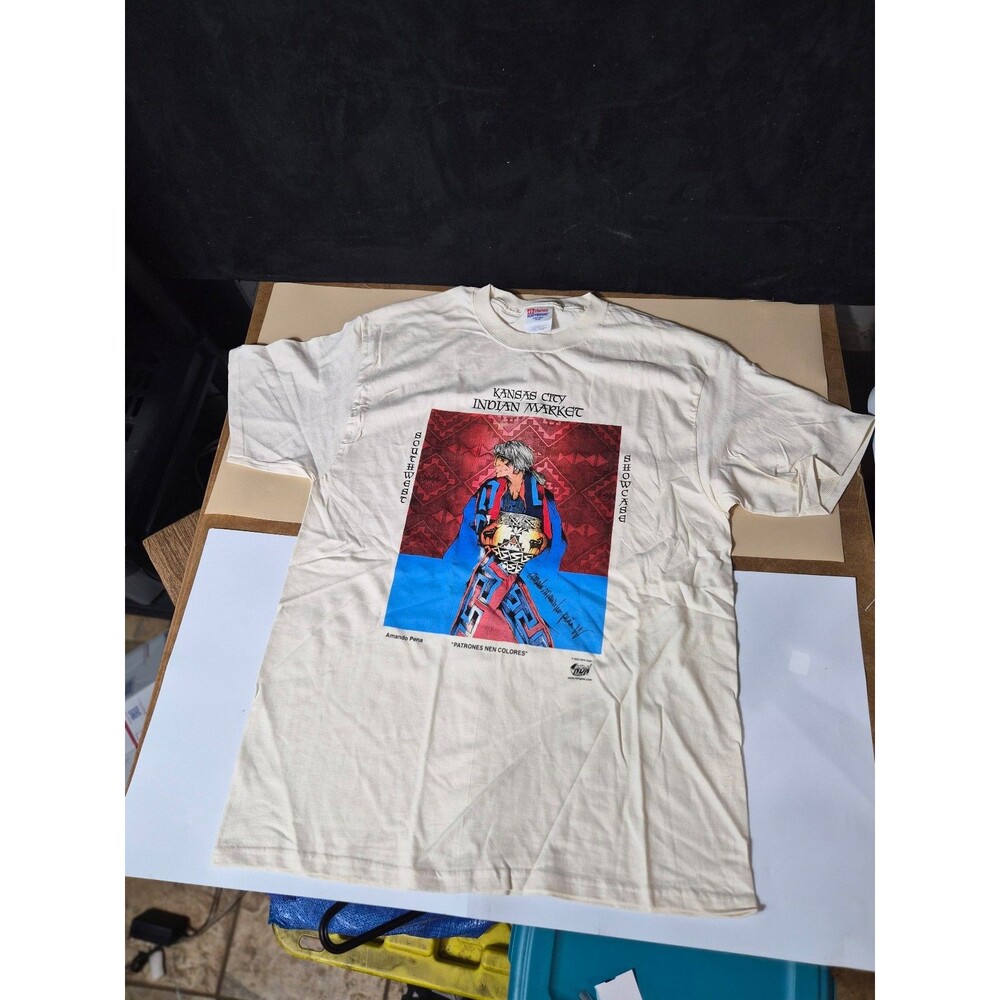 Vintage 2003 Kansas City Indian Market T-Shirt Autographed Amado Peña Native Art